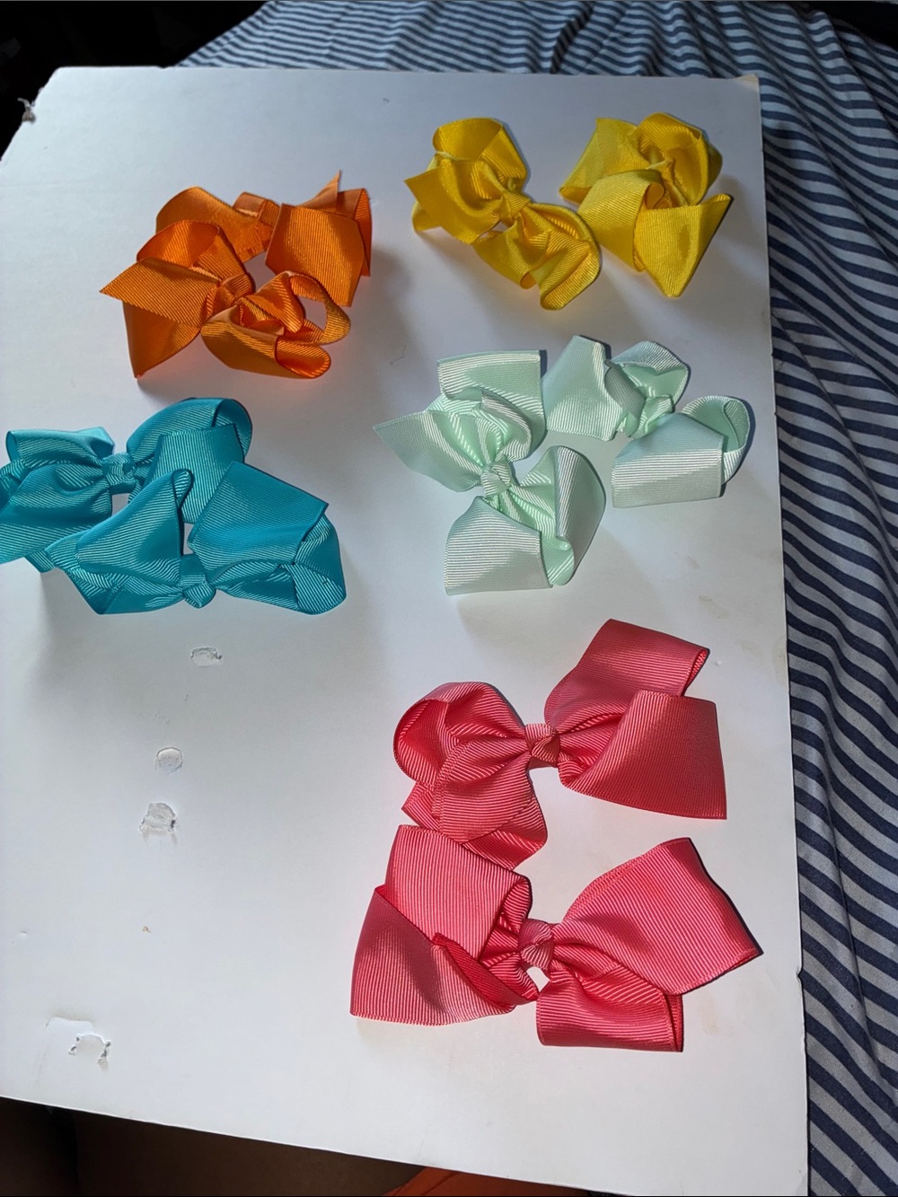 Kids Ribbon Hair Bows - Pink, Teal, Orange, Yellow, Mint